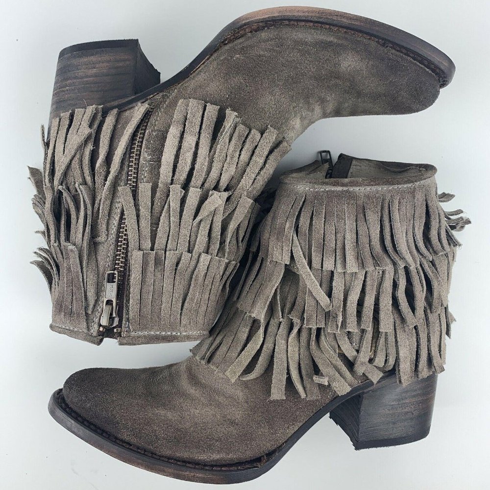 Freebird Belle Boots 7 Taupe Brown Leather Suede - Picture 5 of 12